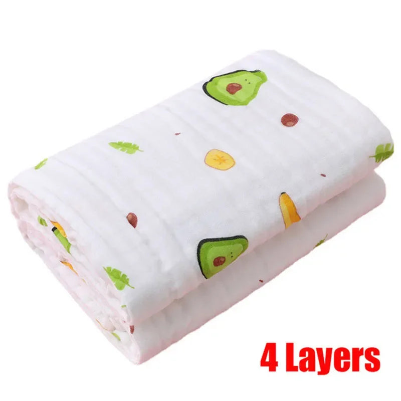 4-Layer Cotton Gauze Baby Bath Towel & Swaddle Blanket 70 x 90 cm (27.6 x 35.4 in) – Soft Newborn to Toddler Washcloth