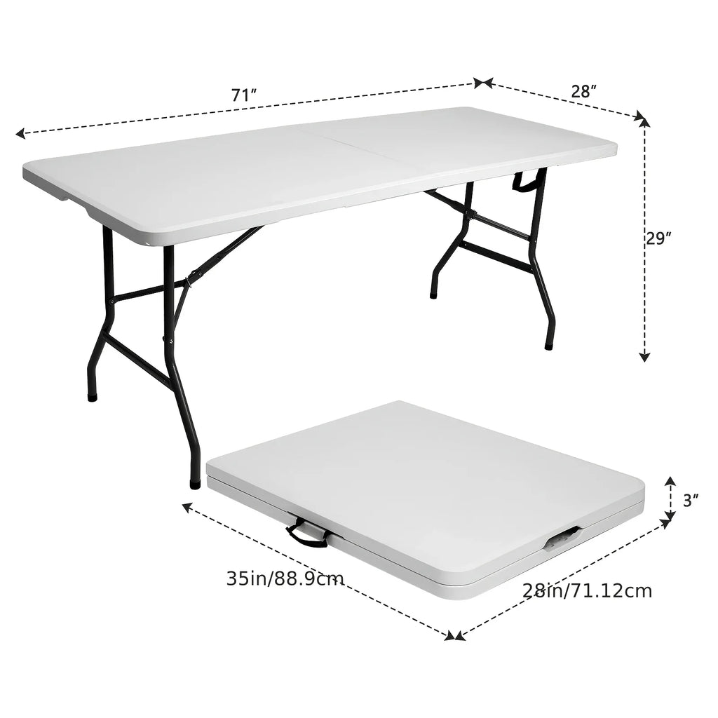 Extra-Large 6ft (183cm) Waterproof Folding Banquet Table – Heavy-Duty Portable Table with Non-Slip Surface for Parties & Outdoor Events
