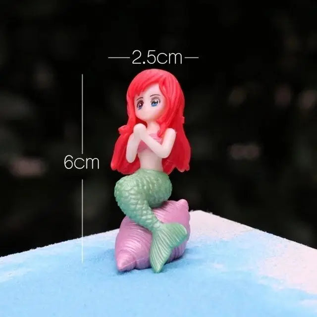 Little Mermaid Resin Figurine - Mini Aquarium Ornament, Cake Topper & Desk Decor