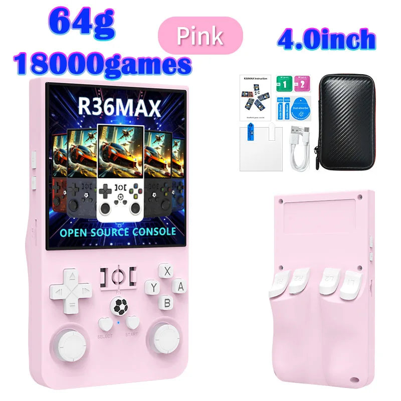 Handheld Retro Game Console 4.0-inch (10.2 cm) IPS 720x720, 64GB/128GB, 22,000 Preloaded Games, Linux, USB-C Charging