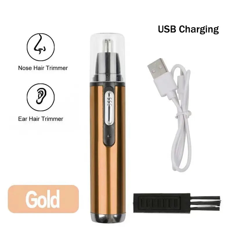 Rechargeable 2-in-1 Nose & Ear Hair Trimmer – Washable USB Electric Groomer with Stainless Steel Blade