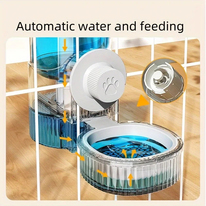 Automatic Hanging Gravity Pet Feeder & Water Dispenser with Container Bowl for Cage - Cat & Small Pets