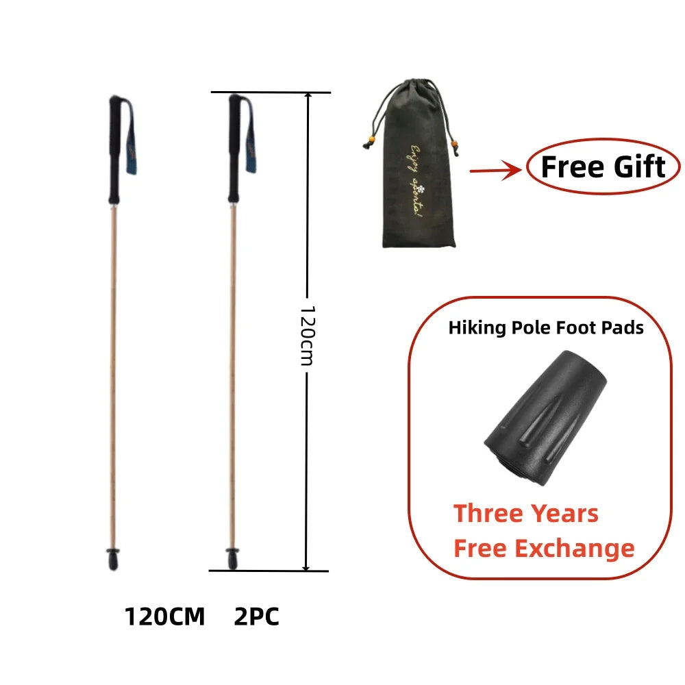 Ultralight Carbon Fiber Trekking Poles 5-Section Folding Anti-Shock Hiking and Walking Sticks 110/120/130 cm (43/47/51 in)
