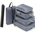 6-Piece Travel Compression Packing Cubes Set with Shoe Bag - Mesh Lightweight Luggage Organizers