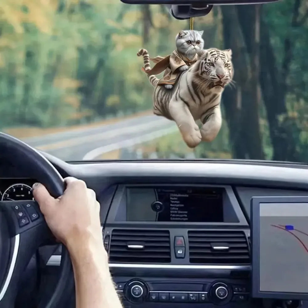 Cat-Shaped Rearview Mirror Ornament – Cute Hanging Car Pendant Car Interior Decor