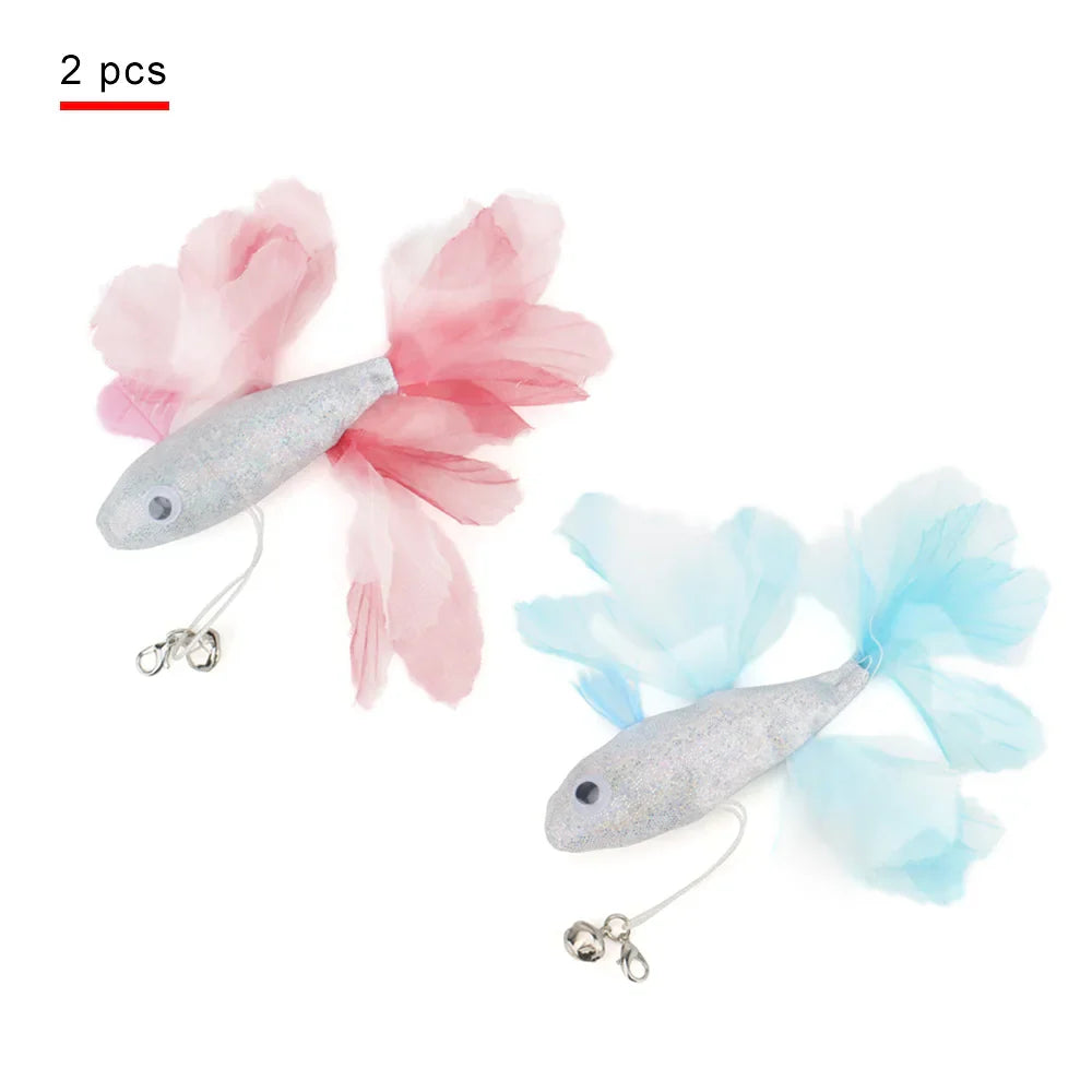 Colorful Fish Cat Teaser Wand - Interactive Goldfish-Shaped Play Toy for Cats