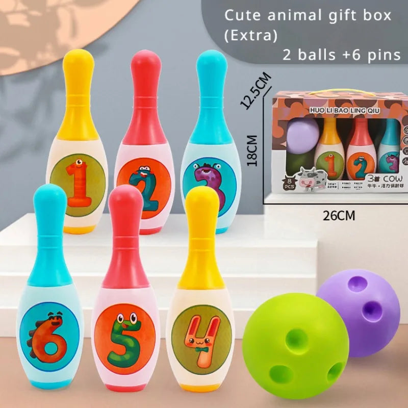 Kids Bowling Set 6 Pins & 2 Balls – Indoor Outdoor Toddler Bowling Game for Ages 4-6, Parent-Child Interactive Birthday Gift