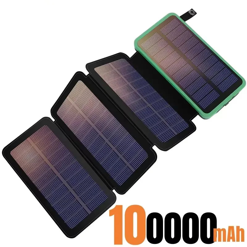 200,000mAh Solar Power Bank with Folding Solar Panels 120W Portable Charger with Built-in Cables USB-C USB-A Lightning Flashlight Digital Display for iPhone Android