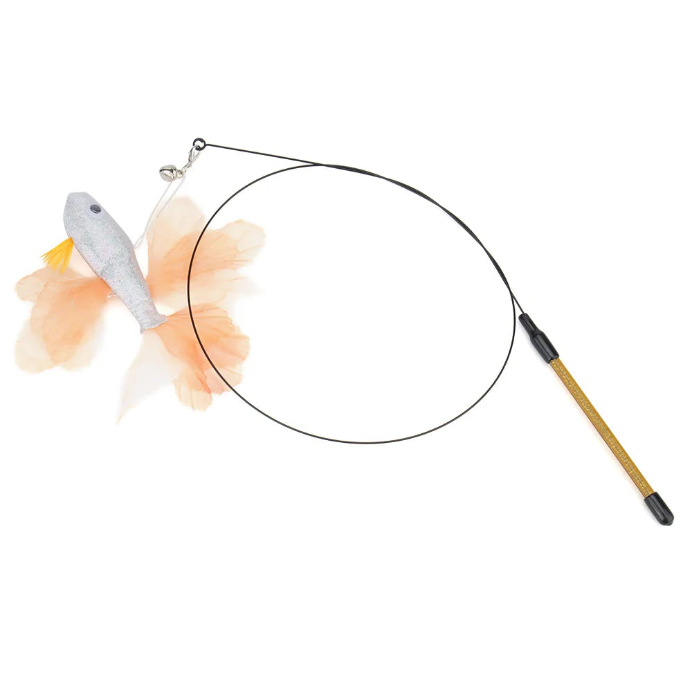 Colorful Fish Cat Teaser Wand - Interactive Goldfish-Shaped Play Toy for Cats