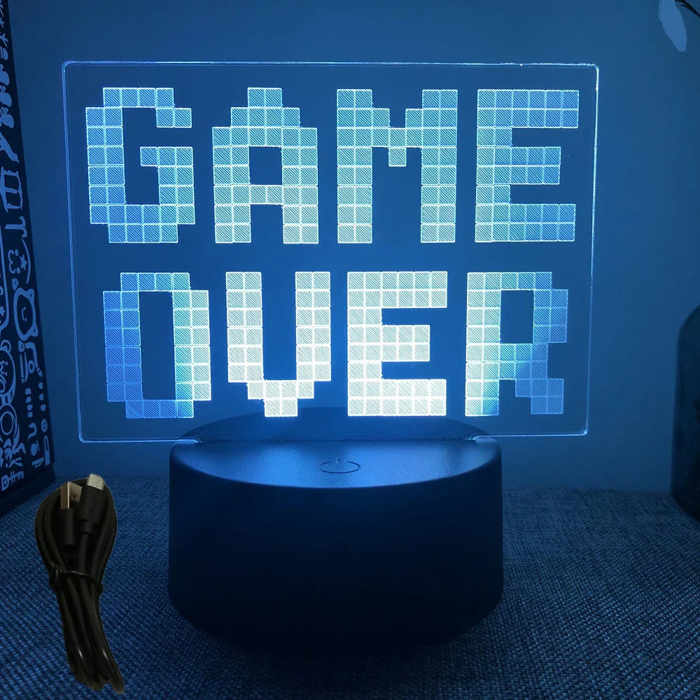 3D LED Neon Gamer Lamp - RGB Acrylic Night Light with Remote & Touch for Kids & Gaming Room