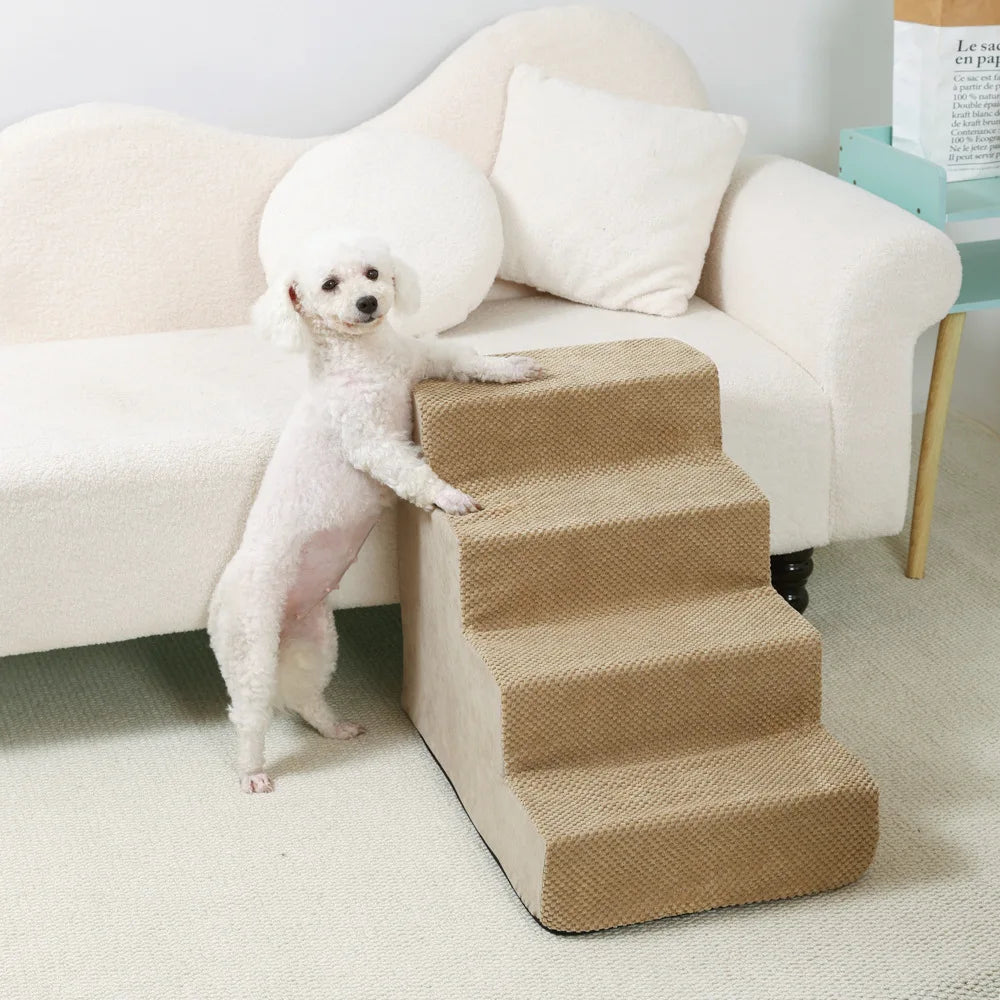 4-5-Step Memory Foam Dog & Cat Stairs with Removable Washable Cover – Pet Ramp Ladder