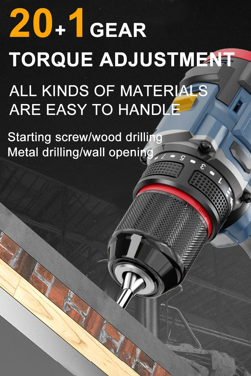16.8V Brushless Cordless Drill & Impact Driver — 200 N·m Max Torque Electric Screwdriver for Home DIY