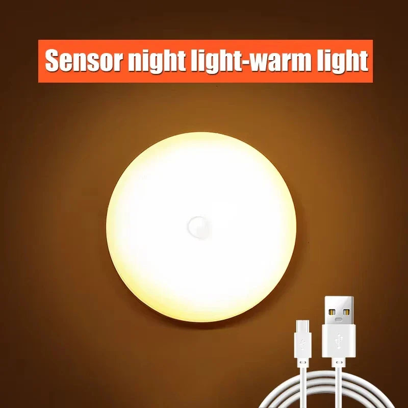 USB Rechargeable Motion Sensor Night Light – Warm/Cool LED with Magnetic Mount for Bedroom Hallway Closet Stairs