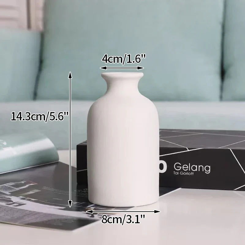 White Ceramic Bud Vase Nordic Matte Decorative Vase for Home Living Room Tabletop Flower Arrangements Photo Props