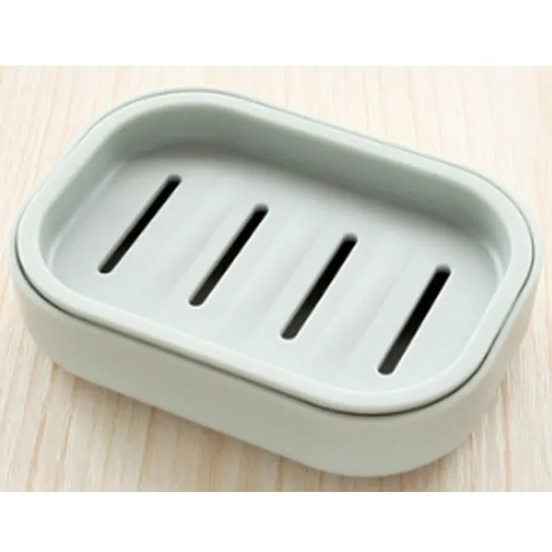 Double Layer Drain Soap Dish Portable Plastic Soap Holder for Bathroom & Travel (4.13 x 2.95 x 0.79 in / 10.5 x 7.5 x 2 cm)