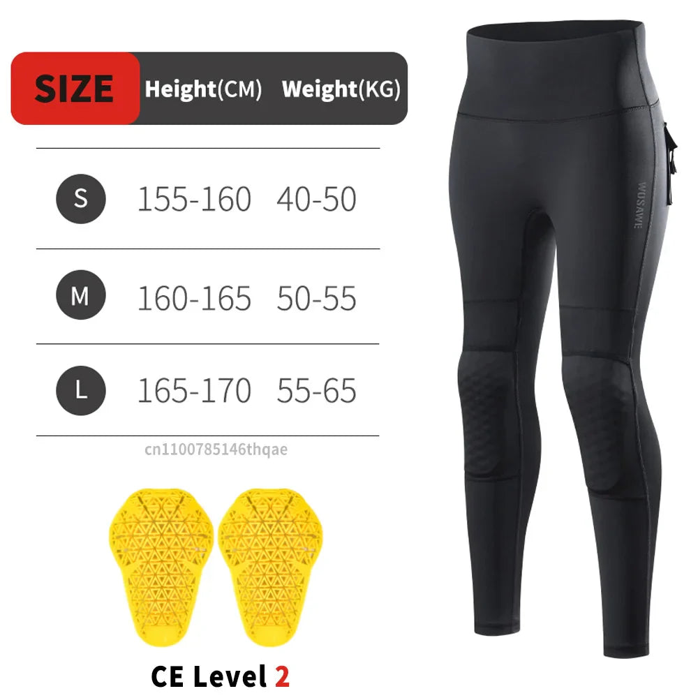Women's High-Waist Motorcycle Riding Pants with Removable Knee Pads, Reflective Commuter & Fitness Trousers