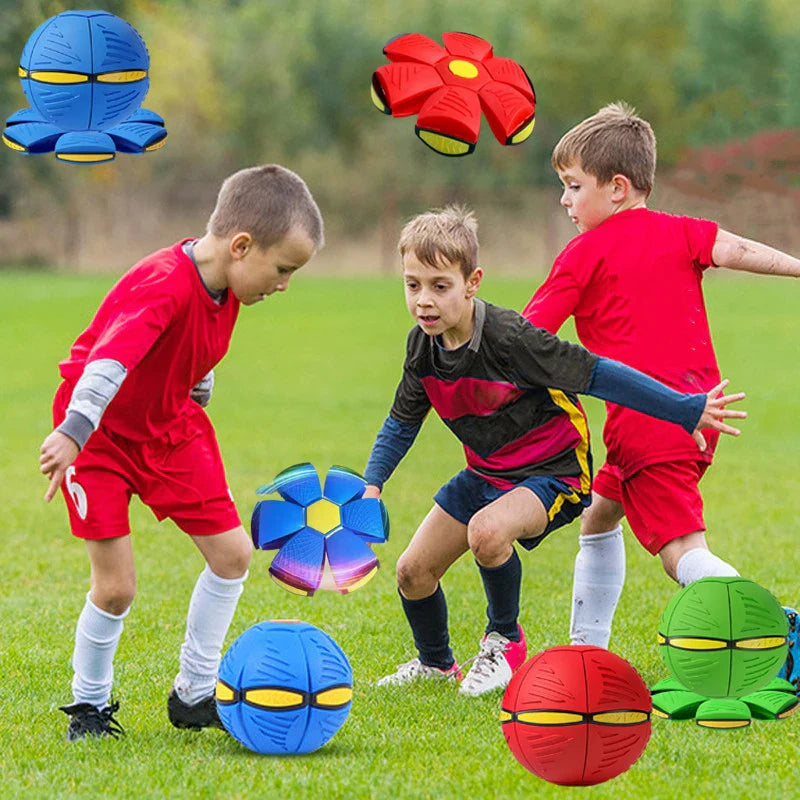 Blue Flying Saucer Vent Ball - 9.8 in (25 cm) Deformable Foot Decompression Toy for Parent-Child Outdoor Play