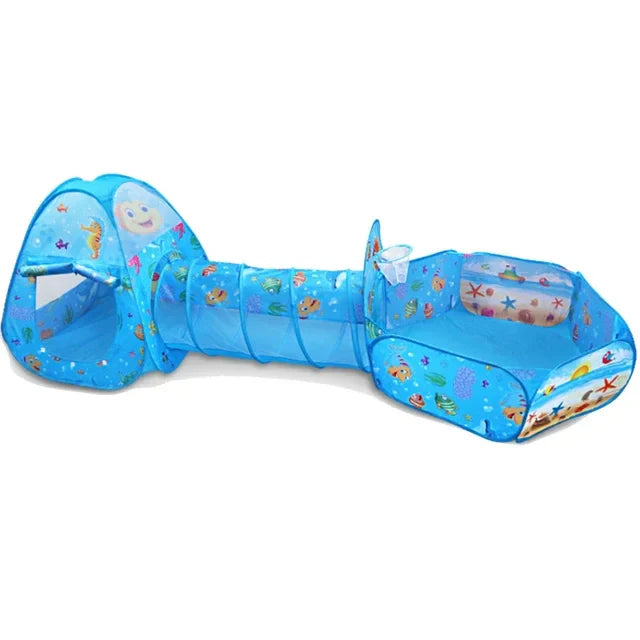 3-in-1 Kids Play Tent & Ball Pit with Crawl Tunnel — Portable Foldable Playpen for Ages 3–6