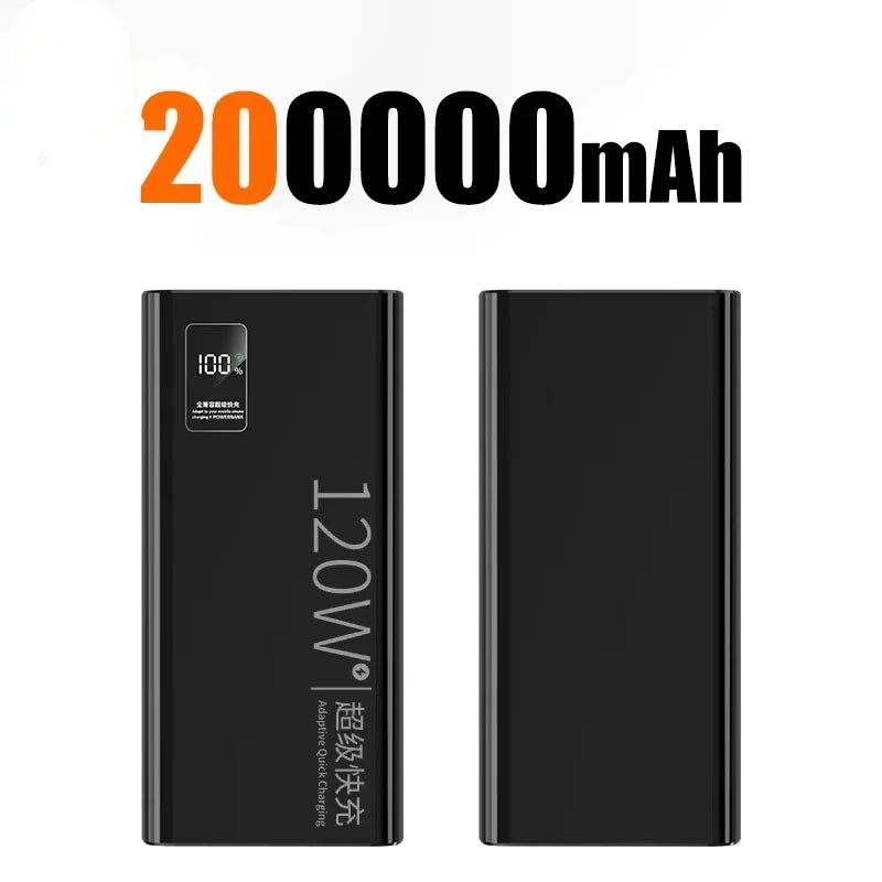 120W 200000mAh Power Bank Portable Fast Charging Battery Pack with LED Digital Display USB-C 2-Way Quick Charge