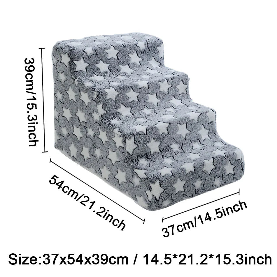Pet Stairs for Dogs & Cats — 3- or 4-Step Detachable Sponge Ramp, Washable Waterproof Anti-Bite Pet Ladder