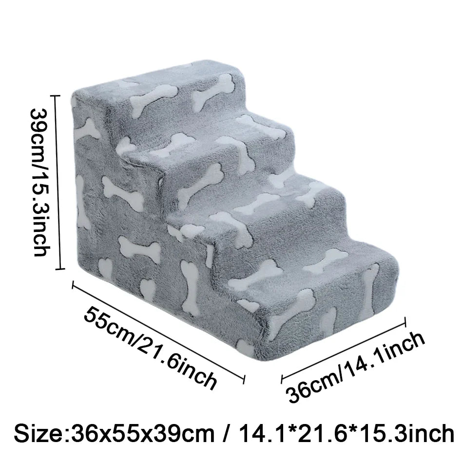 Pet Stairs for Dogs & Cats — 3- or 4-Step Detachable Sponge Ramp, Washable Waterproof Anti-Bite Pet Ladder