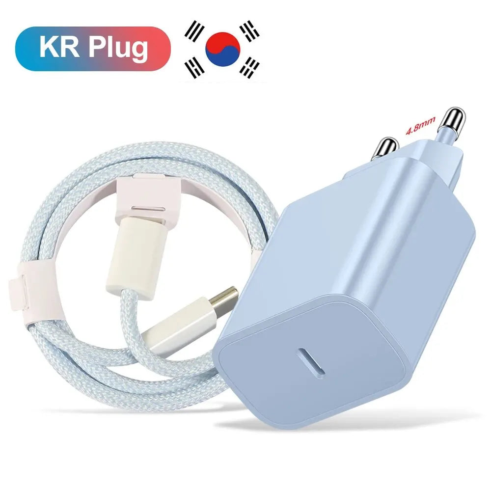 20W USB-C PD Fast Charger with USB-C Cable — 1-Port Wall Adapter for iPhone 15, Samsung S23 Ultra, Xiaomi Redmi Note 12