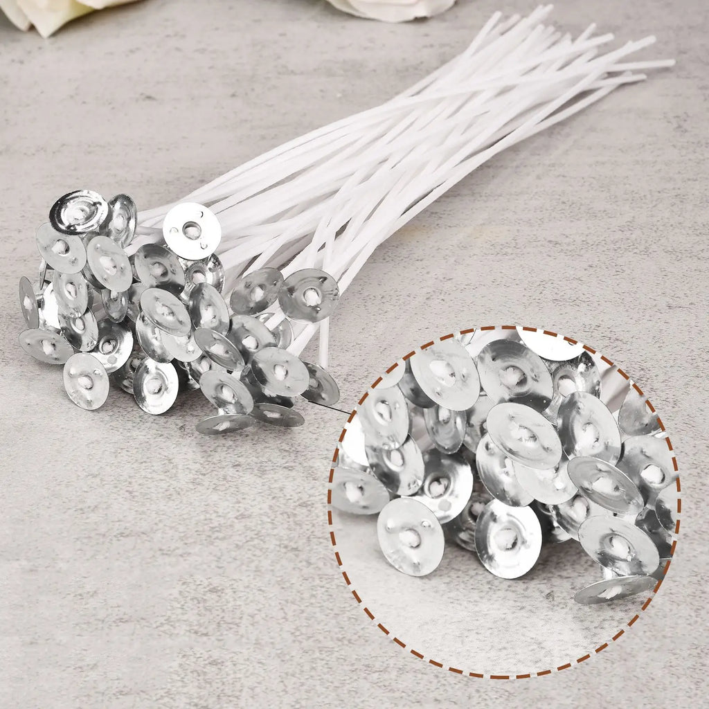 Pre-Waxed Pure Cotton Candle Wicks — 50/100 Pack, Smokeless DIY Candle Wicks, Multiple Lengths 2.6–20 cm (1.0–7.9 in)