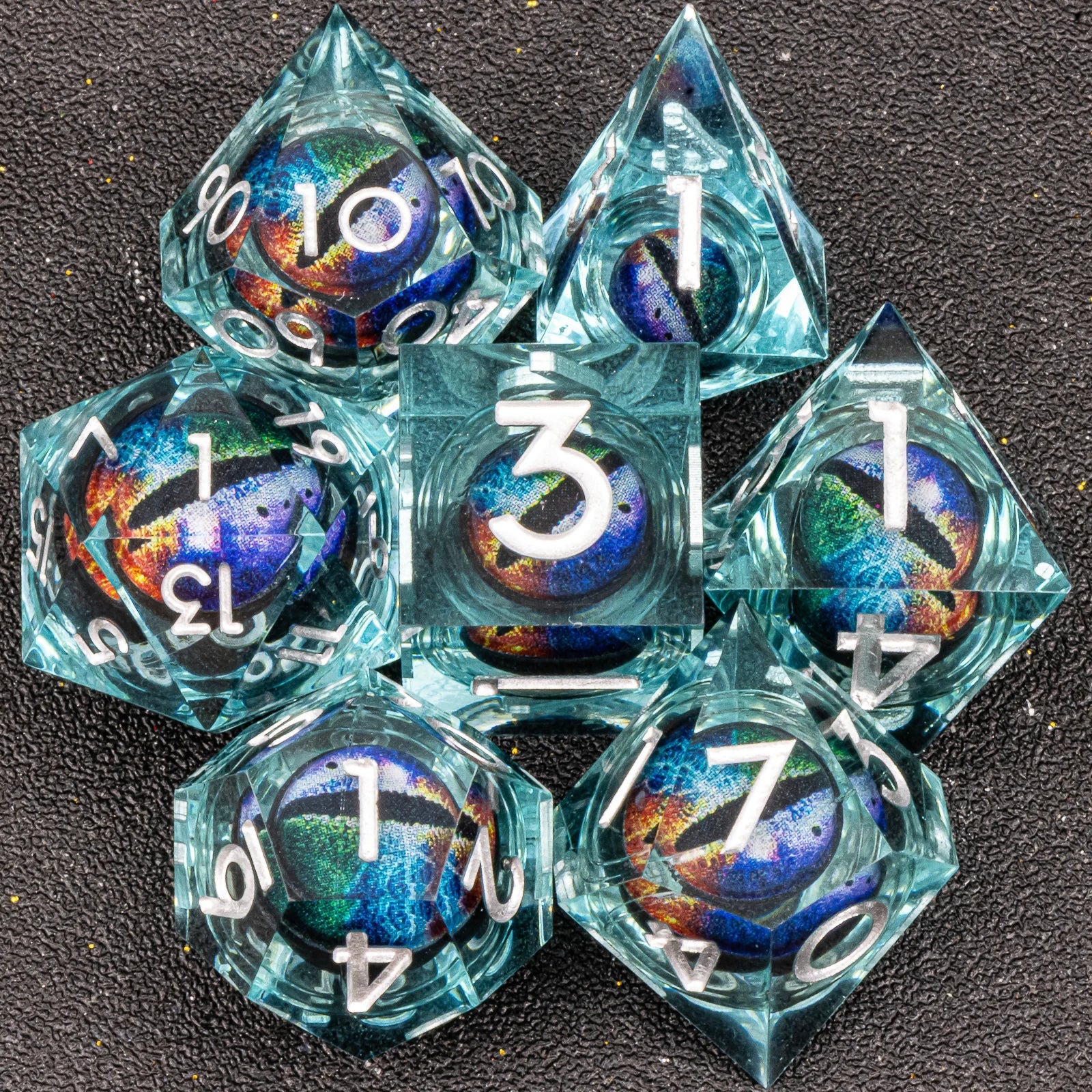 Handmade Resin 7-Piece D20 Polyhedral Dice Set for Dungeons & Dragons & Tabletop RPGs