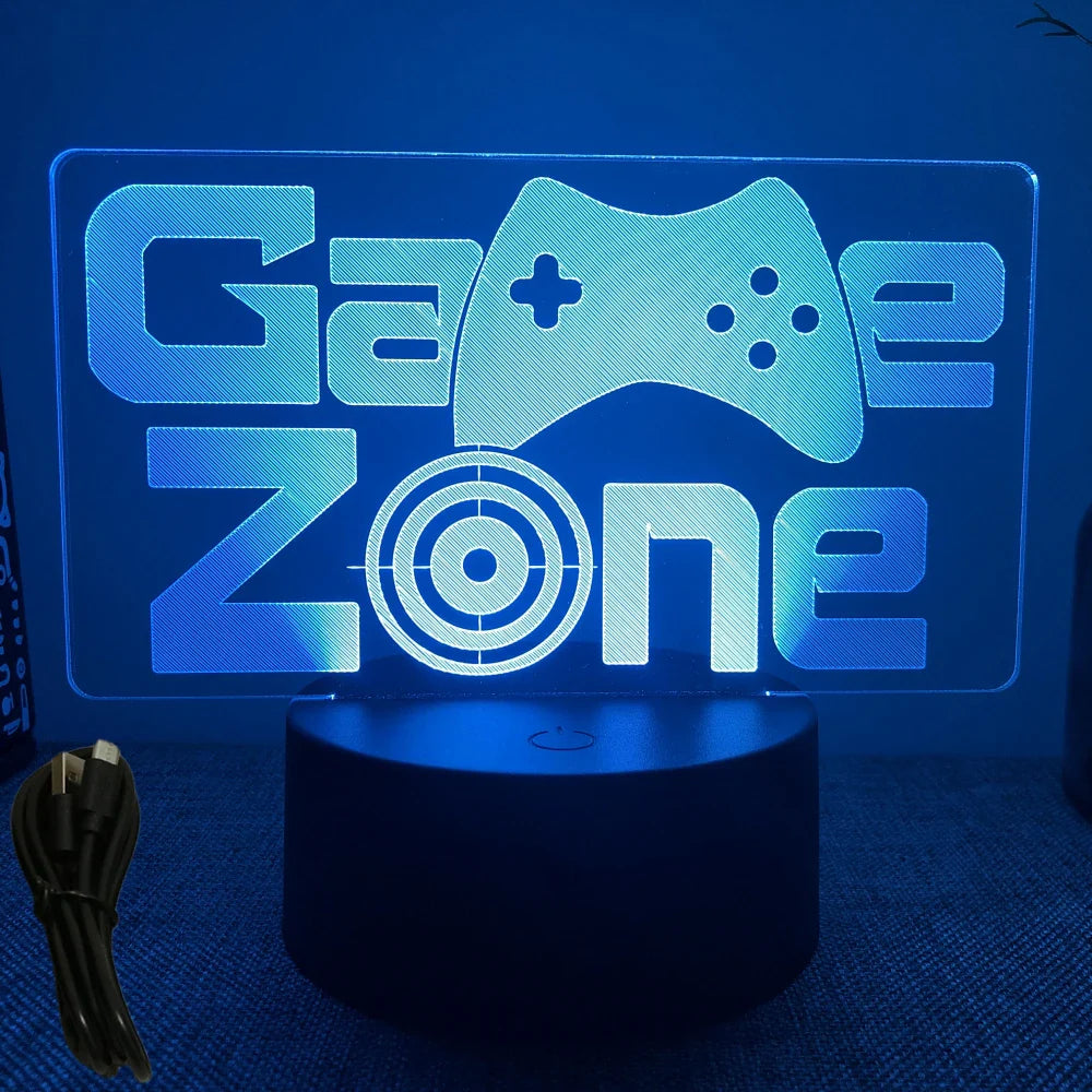 3D LED Neon Gamer Lamp - RGB Acrylic Night Light with Remote & Touch for Kids & Gaming Room