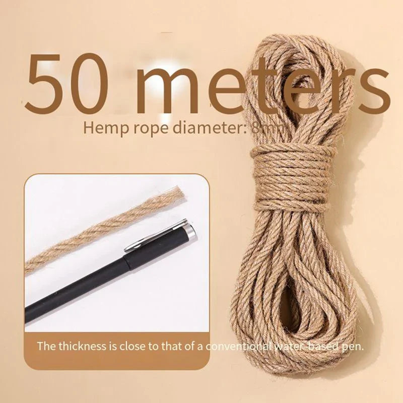 Sisal Hemp Cat Scratching Rope – 20 m (65.6 ft) & 50 m (164 ft) Durable Scratch-Resistant Rope for DIY Cat Trees and Posts