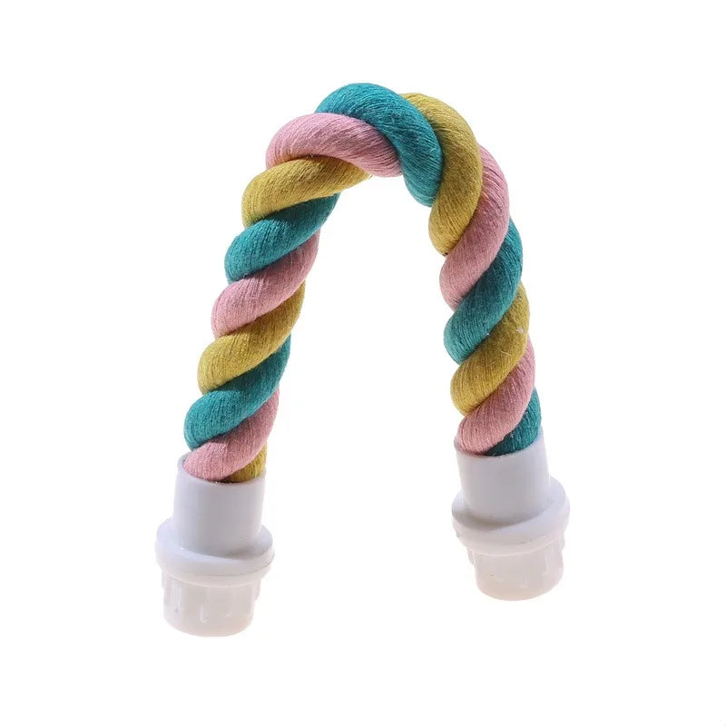 Parrot Cotton Rope Perch Toy – Colorful Chew & Climbing Swing for Birds, Cage Accessory (S/M/L)