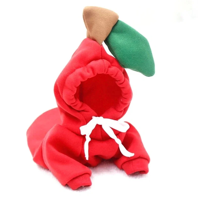 Fruit Print Fleece Hoodie for Small Dogs – Warm Pet Jacket for Puppies & Cats