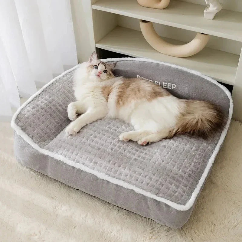 Corduroy Pet Bed – Cozy Winter Dog & Cat Sofa Nest, Small Medium Large, Warm Holiday Blanket