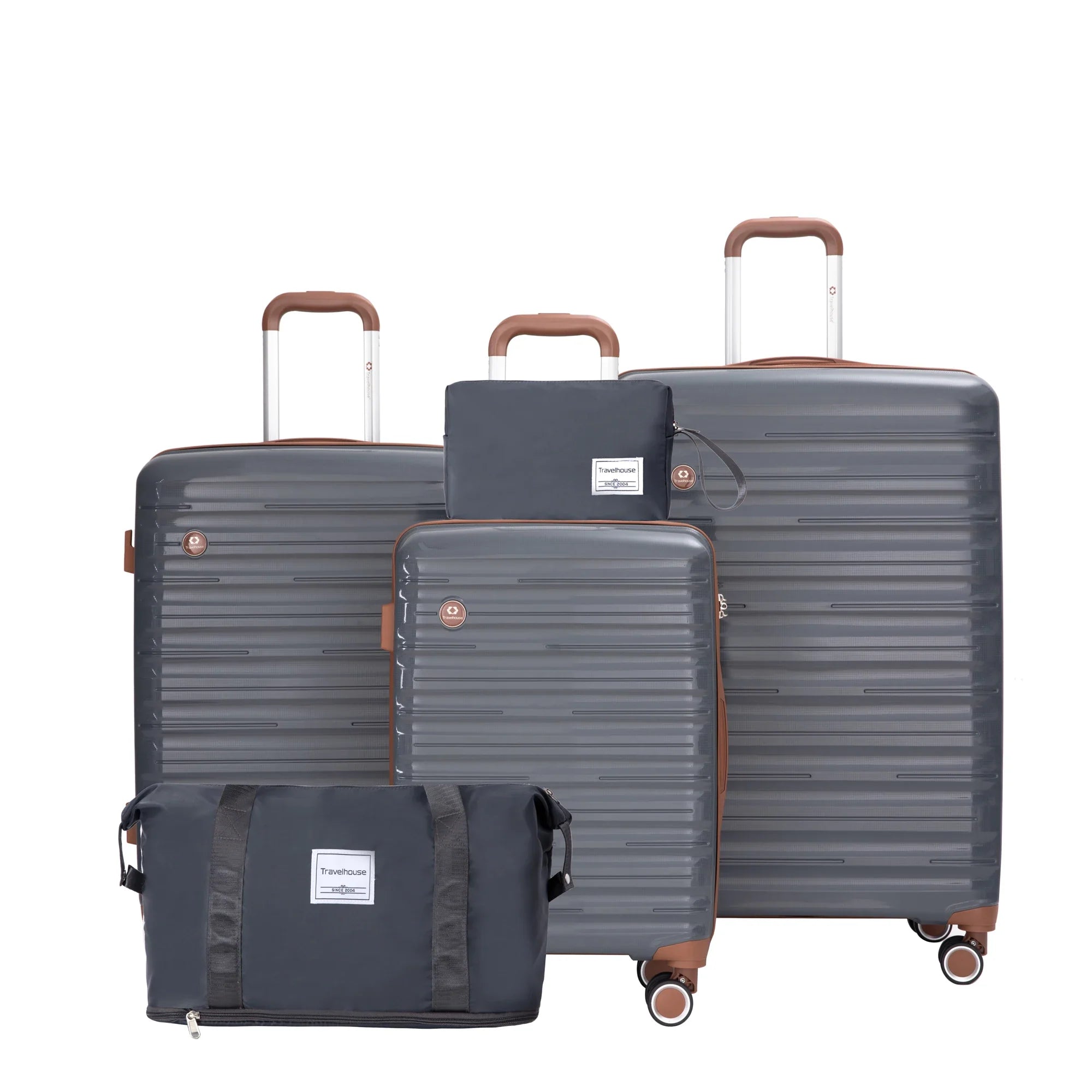 5-Piece Travel Luggage Set – 3 Hardshell Suitcases with Double Spinner Wheels & TSA Lock, Waterproof Duffel & Toiletry Bag