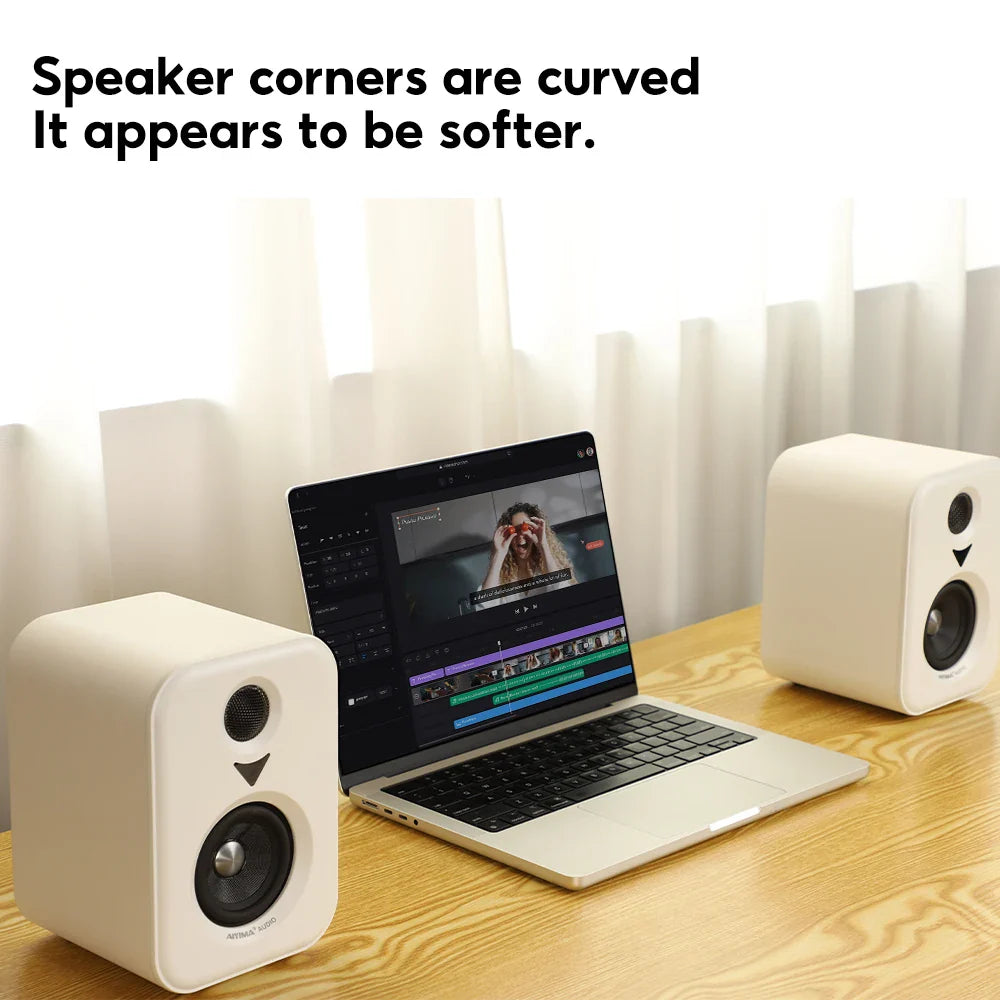Bookshelf Active Studio Speakers 3" (7.6 cm) Bluetooth 5.3 USB DAC Hi-Res HiFi 2.0 with Subwoofer Output for TV & PC