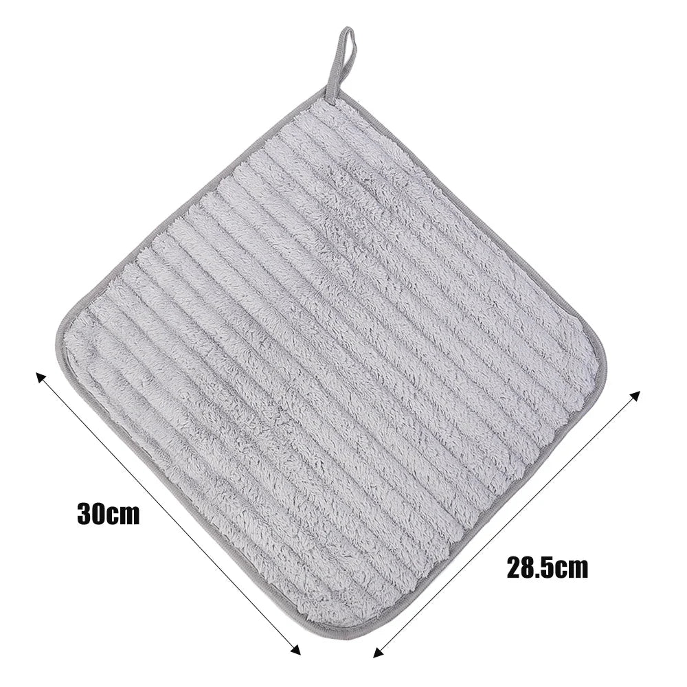 Coral Fleece Hand Towel - Ultra Absorbent Microfiber Kitchen Cloth, Hangable & Durable, 28.5 x 30 cm (11.2 x 11.8 in), 1/2/3/5-Pack