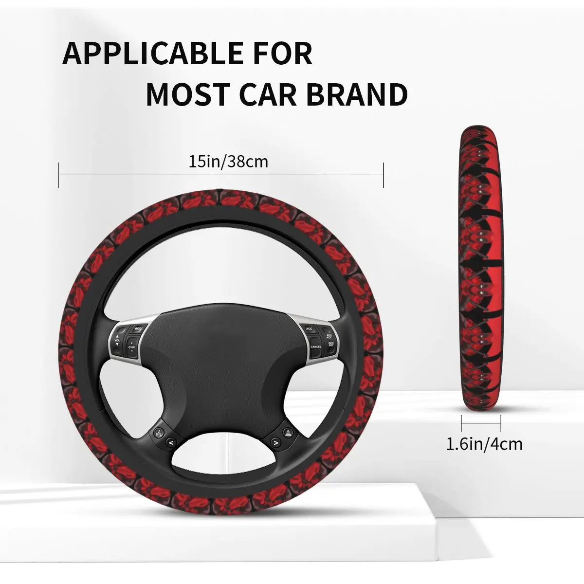 Kawaii Manga Steering Wheel Cover Soft Universal Fit 37-38 cm (14.5-15 in) Car Protector
