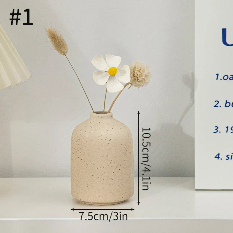 Ceramic Decorative Vase for Dried Flowers & Hydroponic Plants, Modern Table Ornament for Living Room Bedroom Office