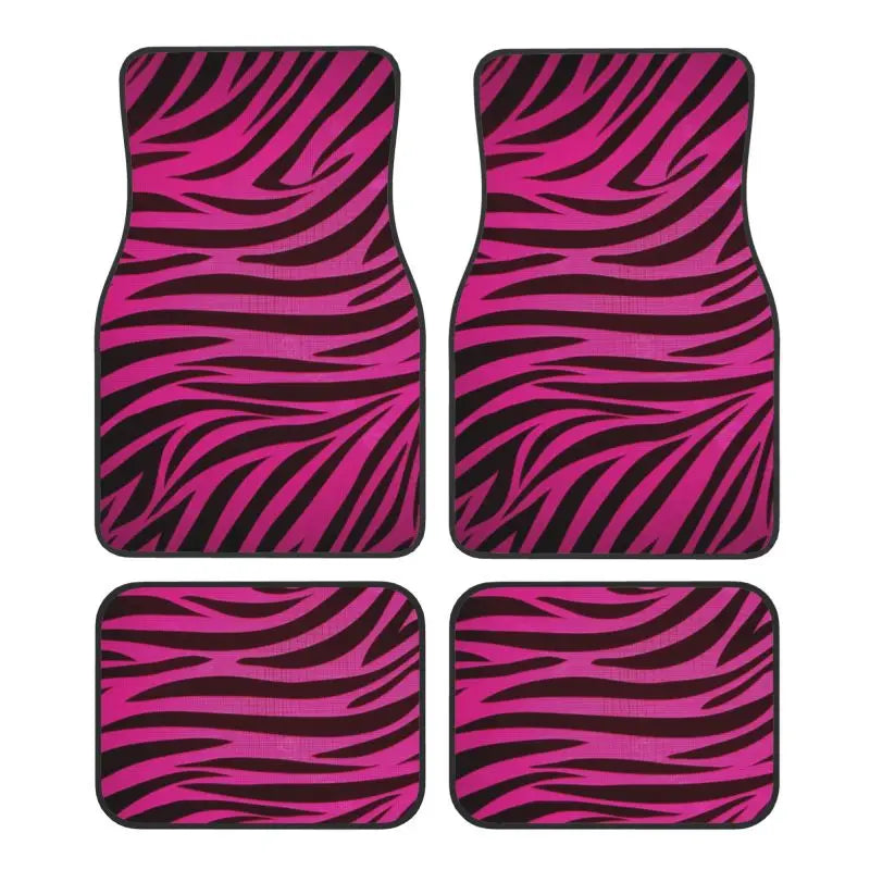 Zebra Stripe Car Floor Mats 4-Piece Non-Slip All-Weather Universal Mats for Sedan SUV
