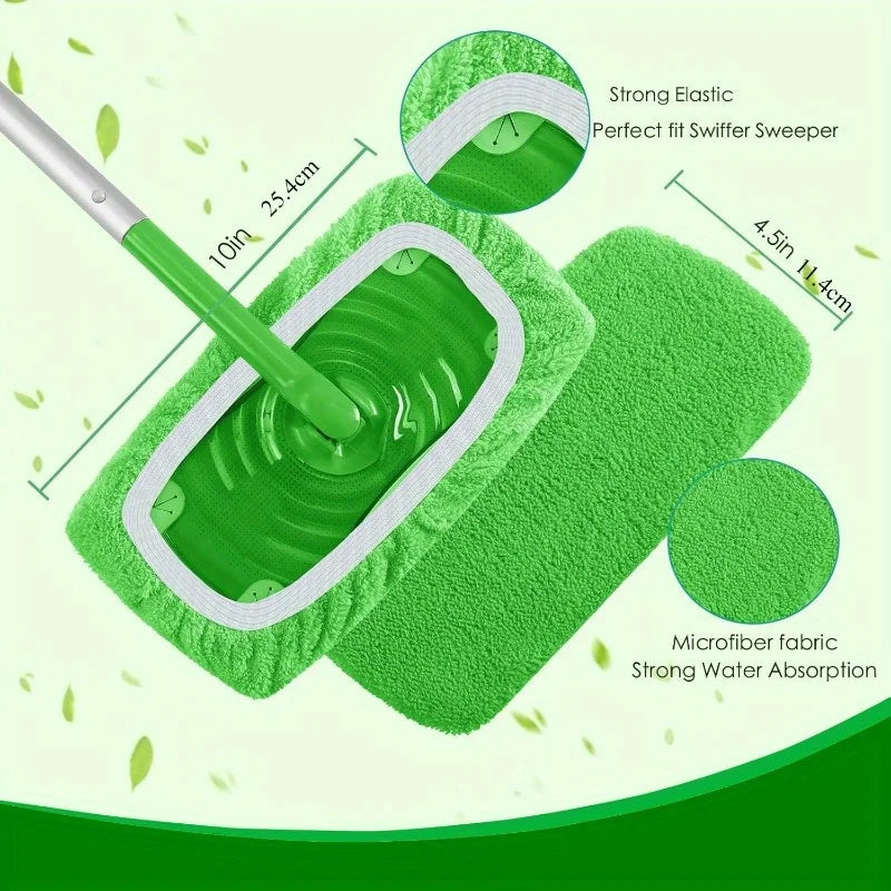 4-Pack Reusable Microfiber Mop Pads – Ultra-Fine Fiber, High Water Absorption, Fits Most Standard Mops