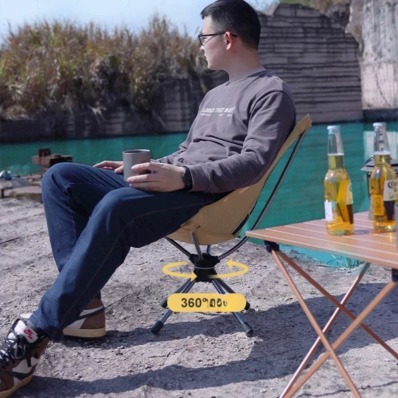 Portable Detachable Swivel Camping Chair – Lightweight Folding Backpacking Seat with Carry Bag for Fishing & Hiking