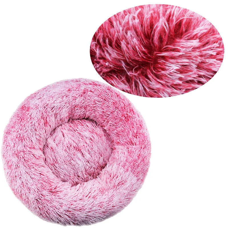 Calming Plush Pet Bed for Dogs & Cats - Corduroy Fleece Bolster, Non-Slip Waterproof Bottom, Multiple Sizes (15.7–35.4 in / 40–90 cm)