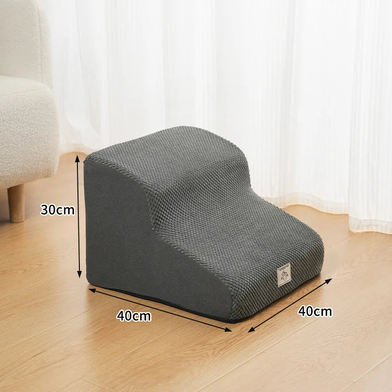 2- or 3-Step Pet Stairs for Dogs & Cats — Removable Washable Non-Slip Ramp for Sofa & Bed, PU Velvet Foam Pet Steps for Small & Senior Pets