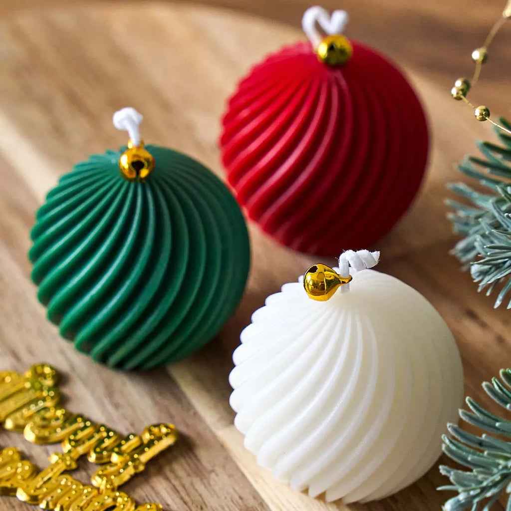 3D Christmas Ball Silicone Mold - Twist Stripe Candle & Soap DIY Mold for Holiday Crafts, Gifts & Home Decor