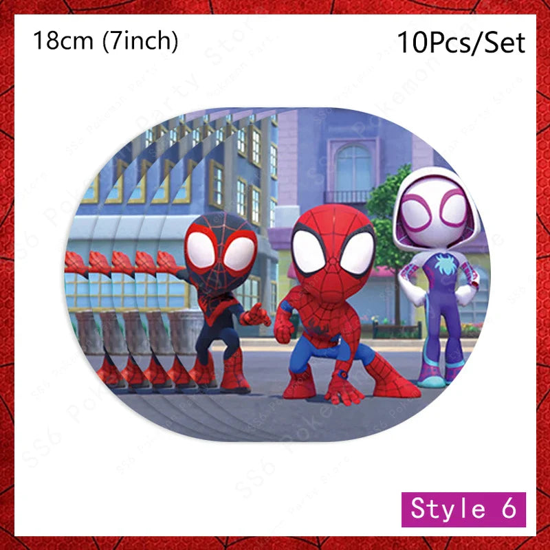 Spiderman Kids Birthday Party Supplies - Disposable Tableware Set with Plates, Cups, Napkins & Favor Bags