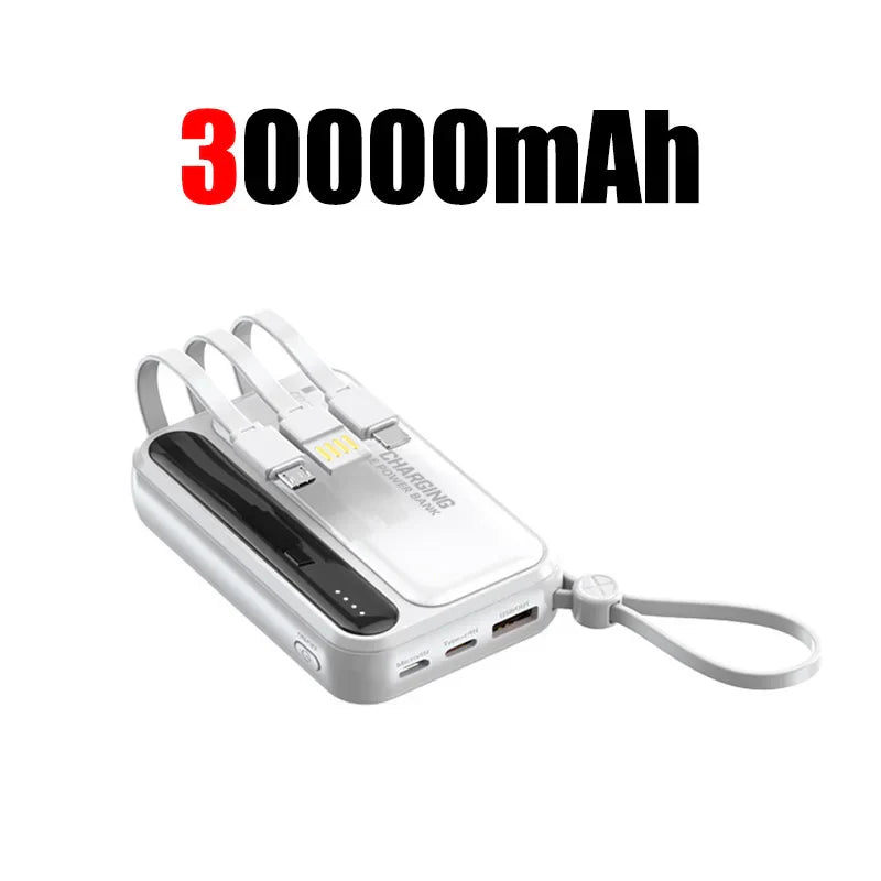 50000mAh 4-in-1 Power Bank Built-in Cables, 120W Fast Charging Digital Display & LED Light