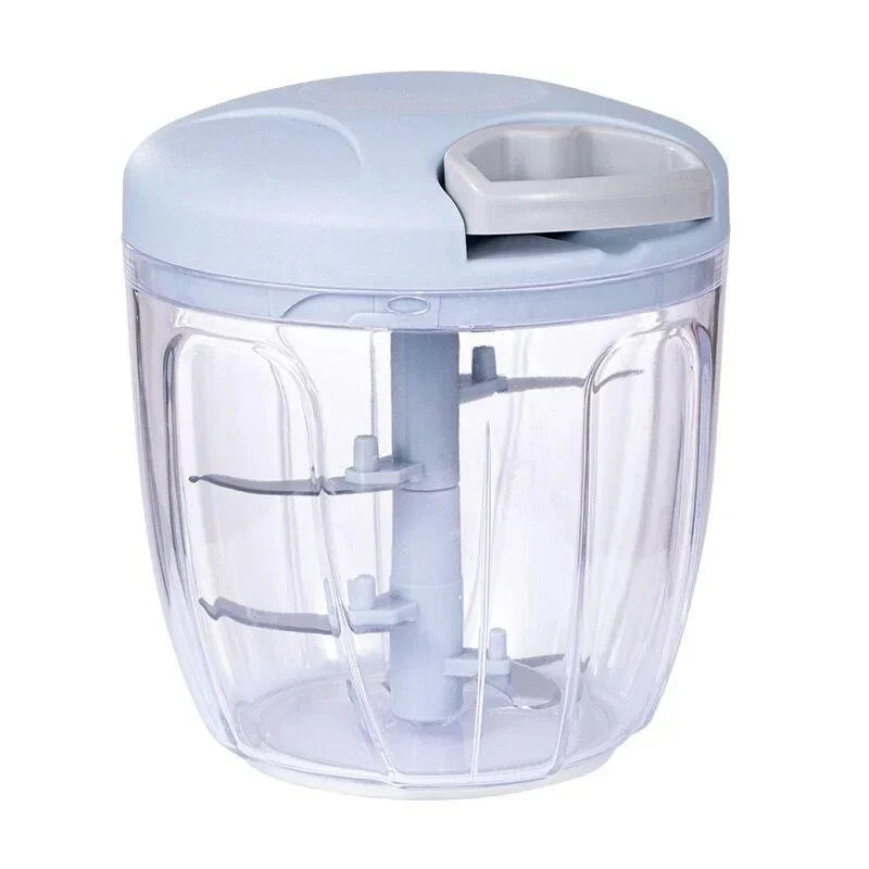 Manual Rope Food Chopper — 500ml & 900ml (17 fl oz / 30 fl oz) Stainless Steel Blade Garlic, Onion & Vegetable Slicer
