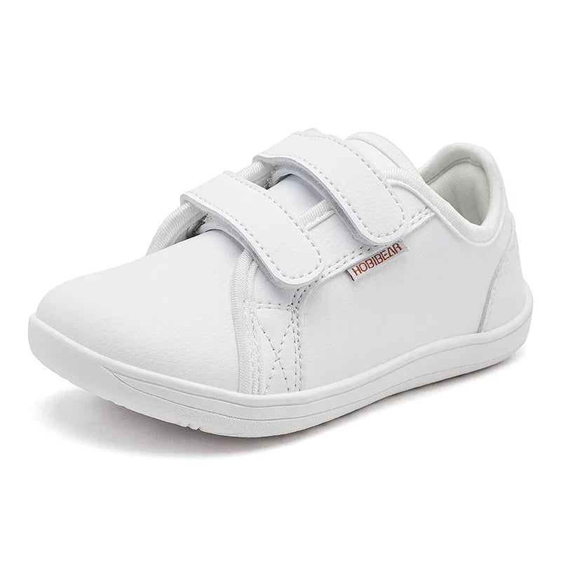 Kids Barefoot Shoes – Minimalist Wide-Toe Lightweight Sneakers with Hook & Loop PU Leather Upper