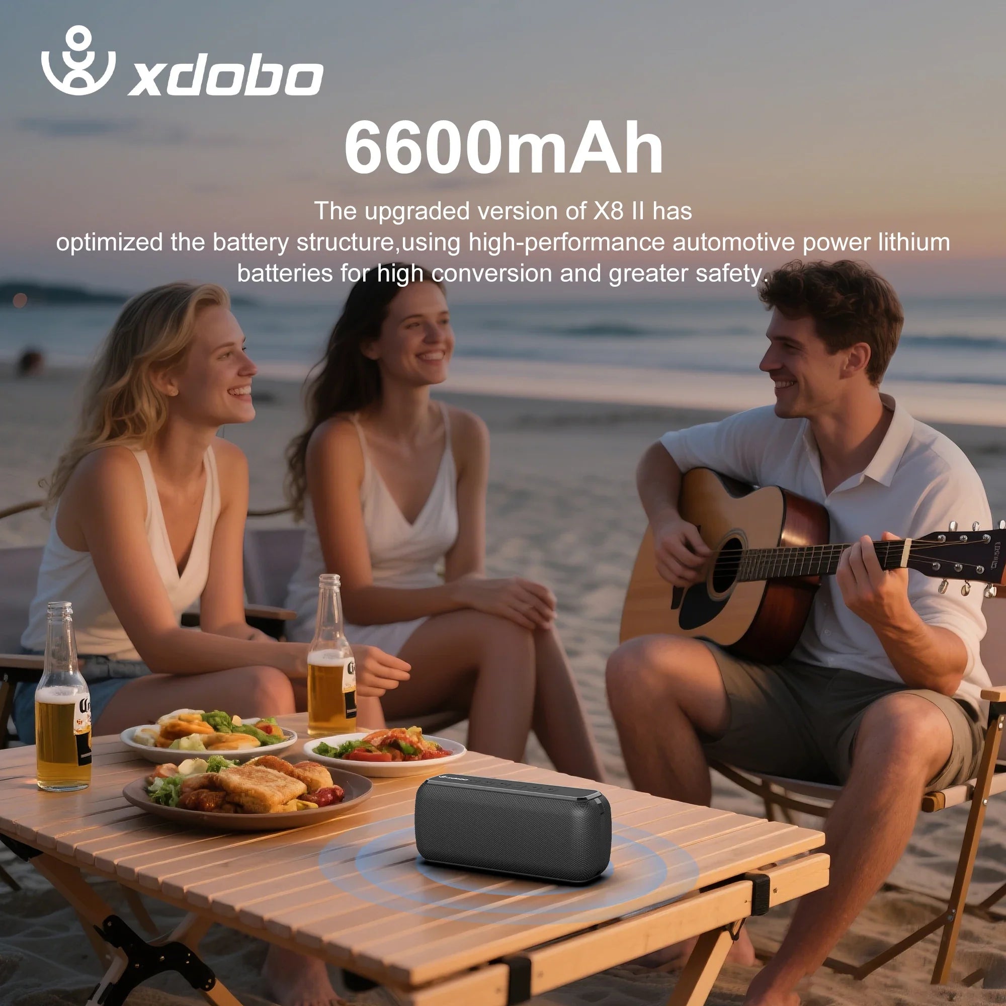 60W Portable Bluetooth Speaker – IPX5 Waterproof, 6600mAh Battery, TWS Stereo, TF Card & AUX, Deep Bass Outdoor Speaker