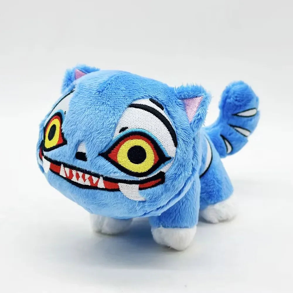Demon Hunter Blue Tiger Plush Toy, 7.9 in (20 cm) Kawaii Soft Cat Pillow Gift for Kids & Teens
